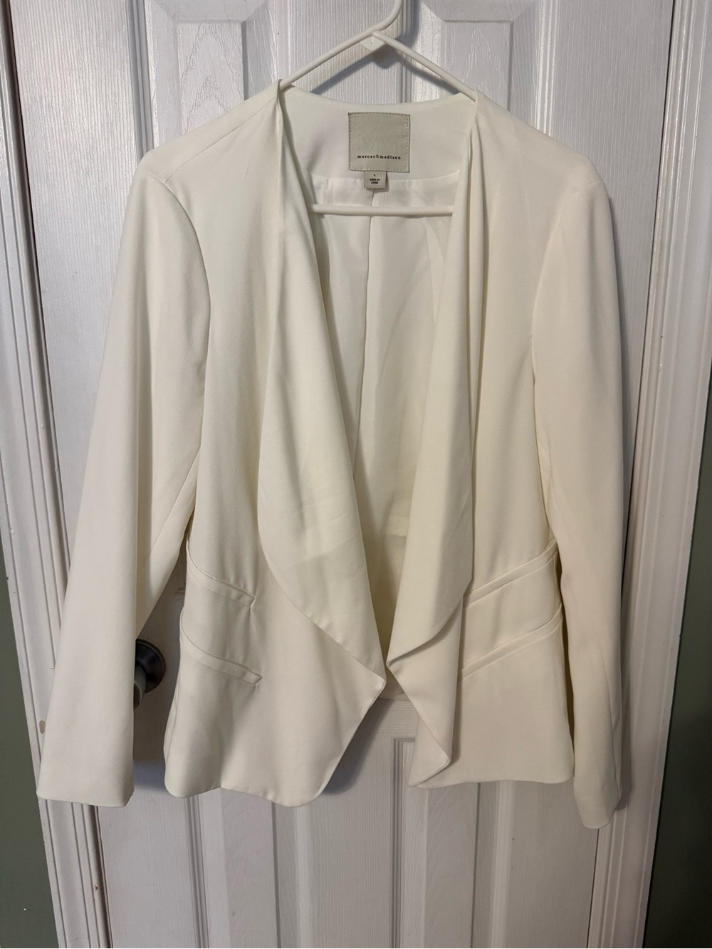 mercer & madison Ivory Draped Open-Front Blazer